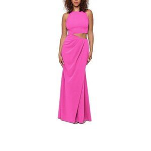 BETSY & ADAM Womens Pink Sleeveless Full Length Party Fit + Flare Dress 4